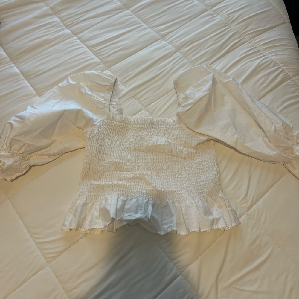 Zara White Puff Sleeve Top